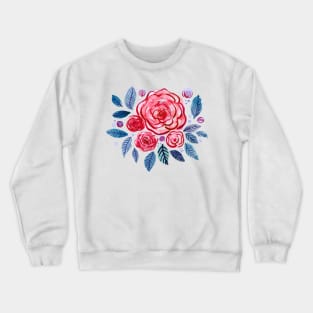 Spring roses bouquet - red and indigo Crewneck Sweatshirt